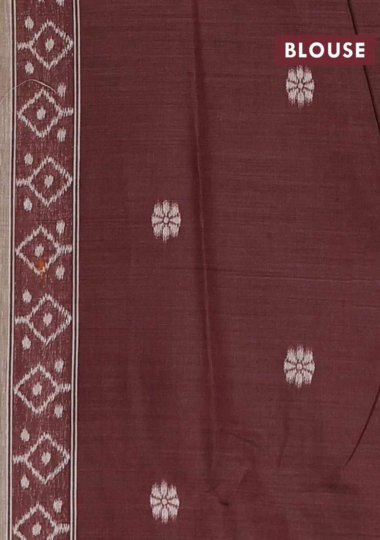 Jamdhani Cotton Saree Beige And Coffee Brown With Allover Thread Weaves And Jamdhani Pallu With Traditional Woven Design For Women - Indya