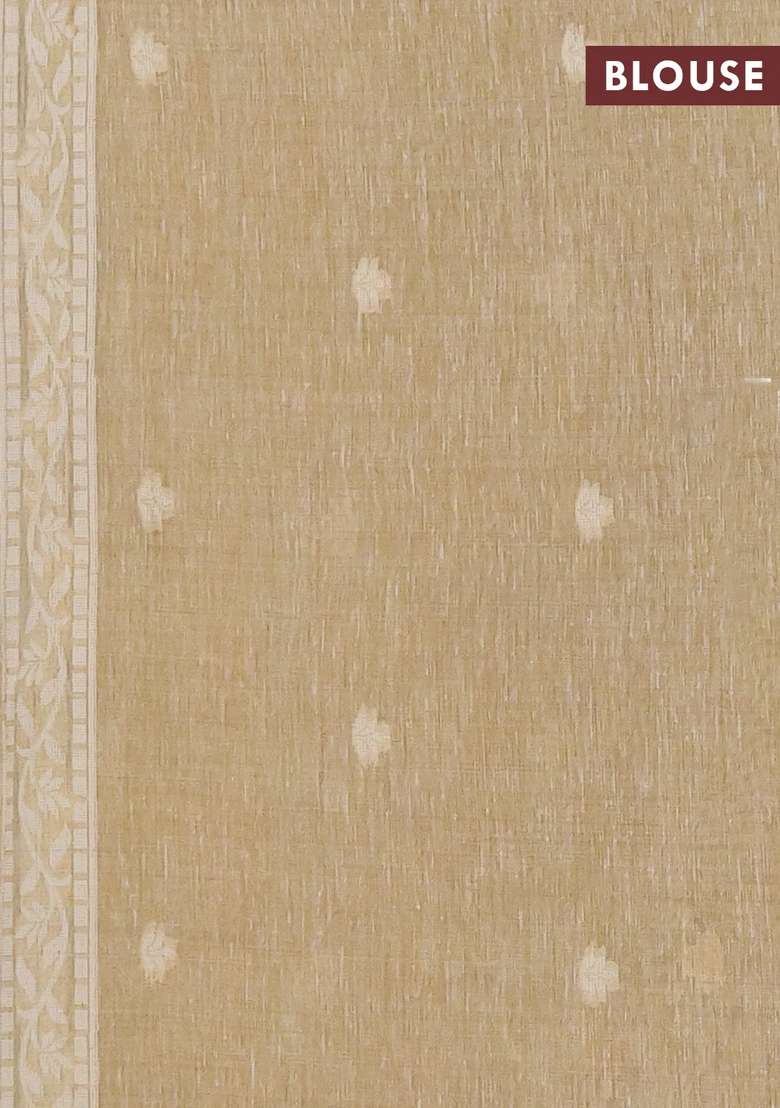 Jamdhani Cotton Saree Beige With Allover Thread Weaves And Jamdhani Pallu With Traditional Woven Design For Women - Indya