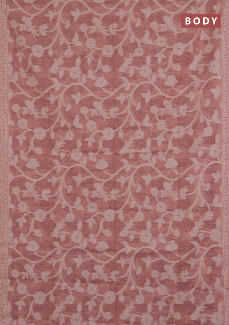 Jamdhani Cotton Saree Pastel Pink With Allover Thread Weaves And Jamdhani Pallu With Traditional Woven Design For Women - Indya