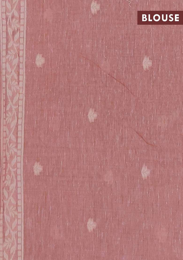 Jamdhani Cotton Saree Pastel Pink With Allover Thread Weaves And Jamdhani Pallu With Traditional Woven Design For Women - Indya