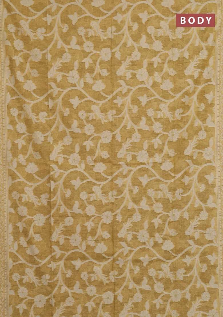 Jamdhani Cotton Saree Sandal With Allover Thread Weaves And Jamdhani Pallu With Traditional Woven Design For Women - Indya