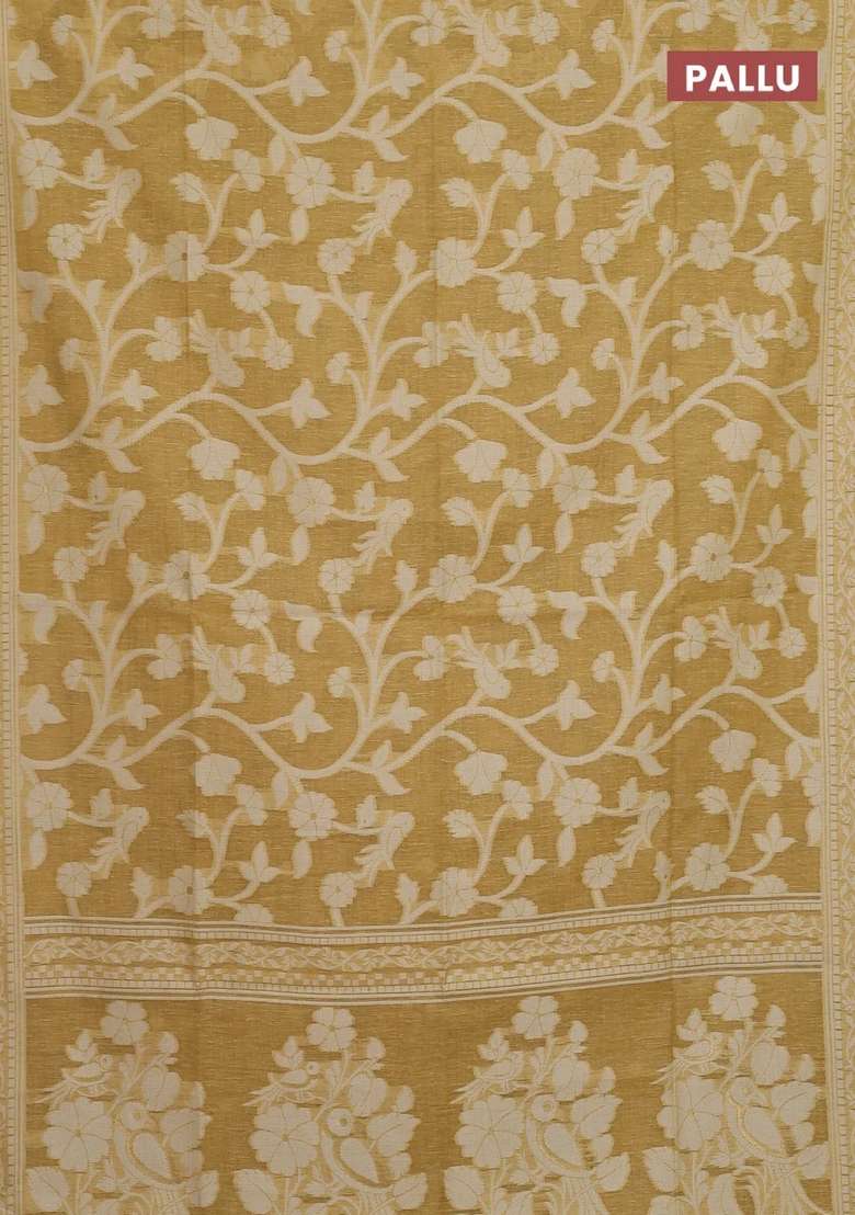 Jamdhani Cotton Saree Sandal With Allover Thread Weaves And Jamdhani Pallu With Traditional Woven Design For Women - Indya
