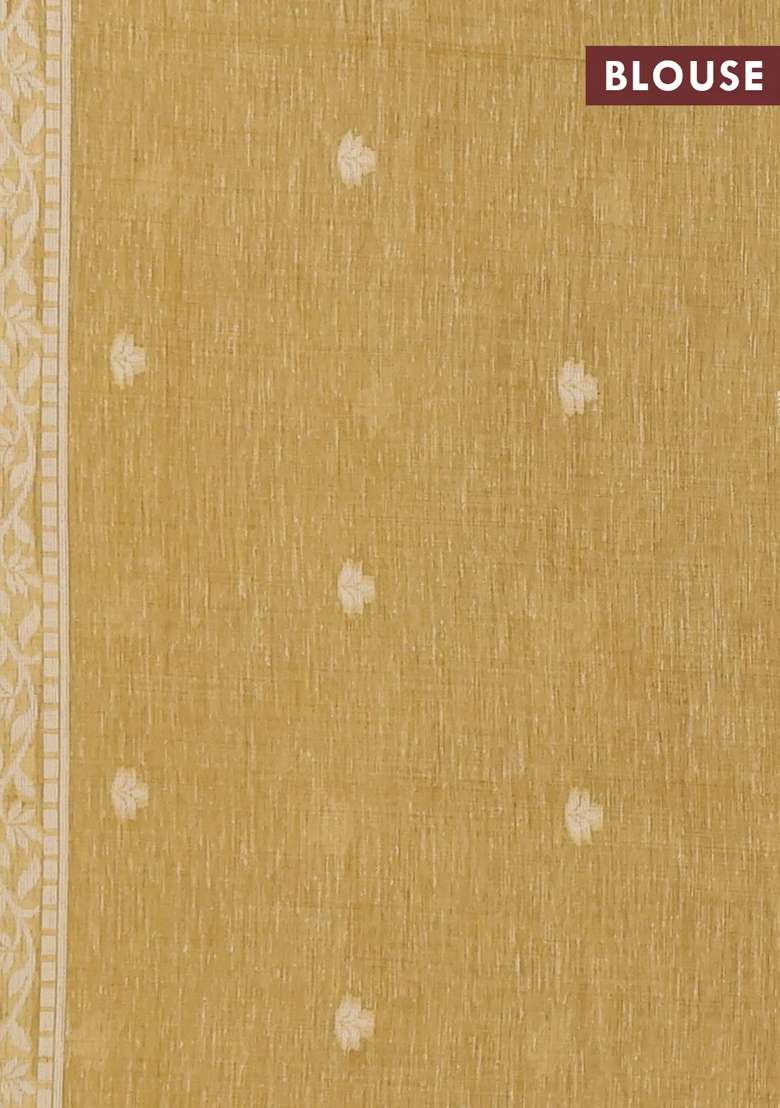 Jamdhani Cotton Saree Sandal With Allover Thread Weaves And Jamdhani Pallu With Traditional Woven Design For Women - Indya