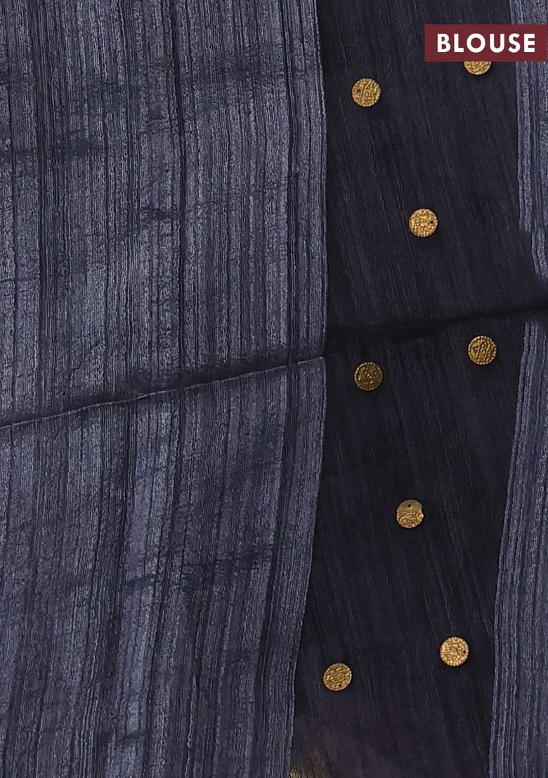 Matka Silk Saree Grey With Allover Coin Buttas In Borderless Style With Buttas And Brocade Design For Women - Indya