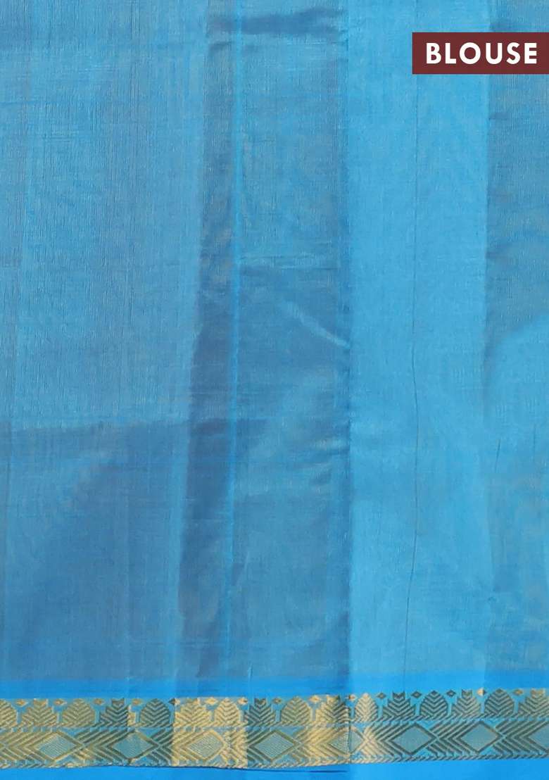 Silk Cotton Saree Mustard Yellow And Cs Blue With Plain Body And Zari Woven Border With Traditional Woven Design For Women - Indya