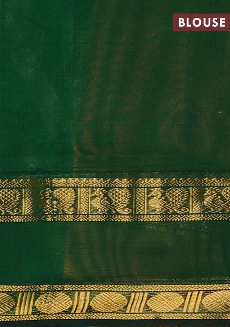 Silk Cotton Saree Sunset Orange And Green With Plain Body And Rettapet Zari Woven Border With Traditional Woven Design For Women - Indya