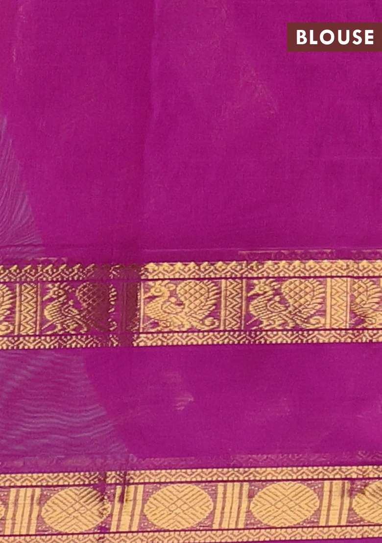 Silk Cotton Saree Dark Mustard And Purple With Plain Body And Rettapet Zari Woven Border With Traditional Woven Design For Women - Indya