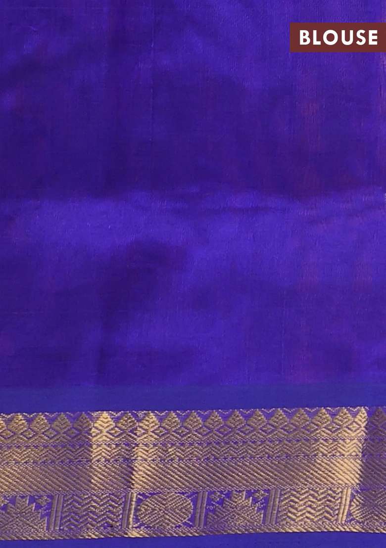 Silk Cotton Saree Sunset Orange And Violet With Plain Body And Zari Woven Border With Traditional Woven Design For Women - Indya