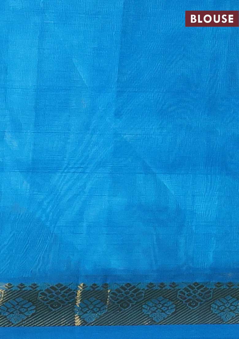 Silk Cotton Saree Beige And Cs Blue With Plain Body And Zari Woven Border With Traditional Woven Design For Women - Indya