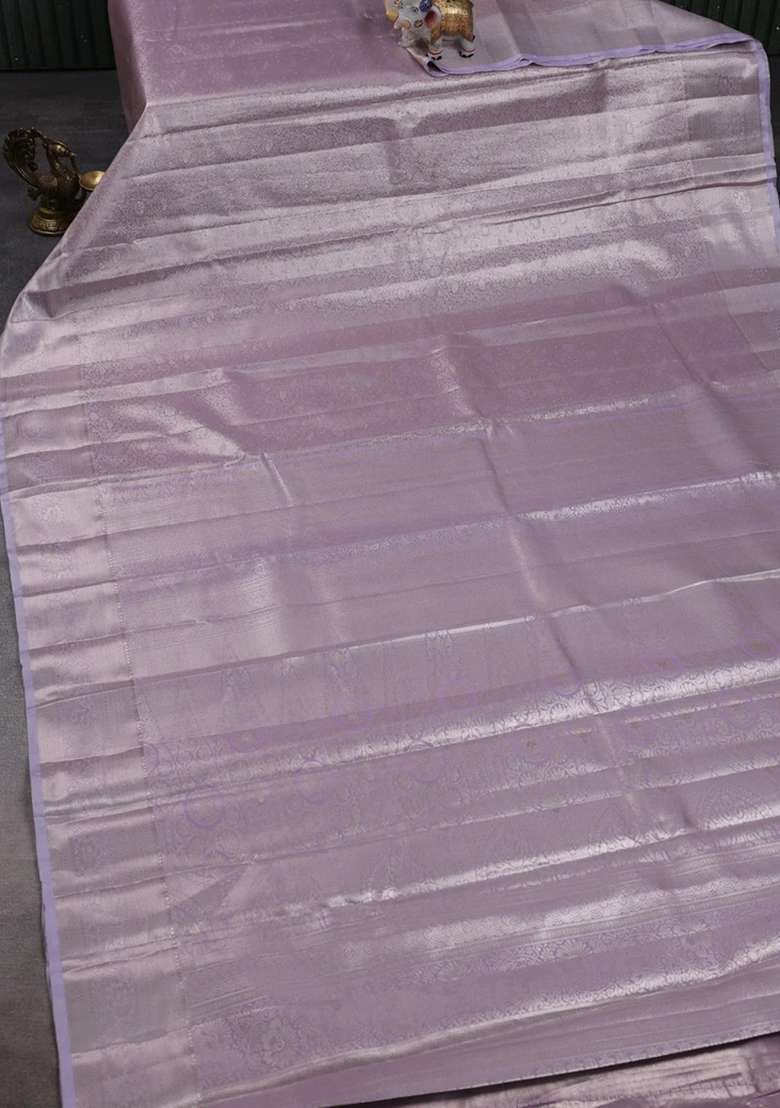 Bangalori Tissue Silk Saree Lavender With Allover Zari Woven Brocade Weaves And Zari Woven Border With Buttas And Brocade Design For Women - Indya