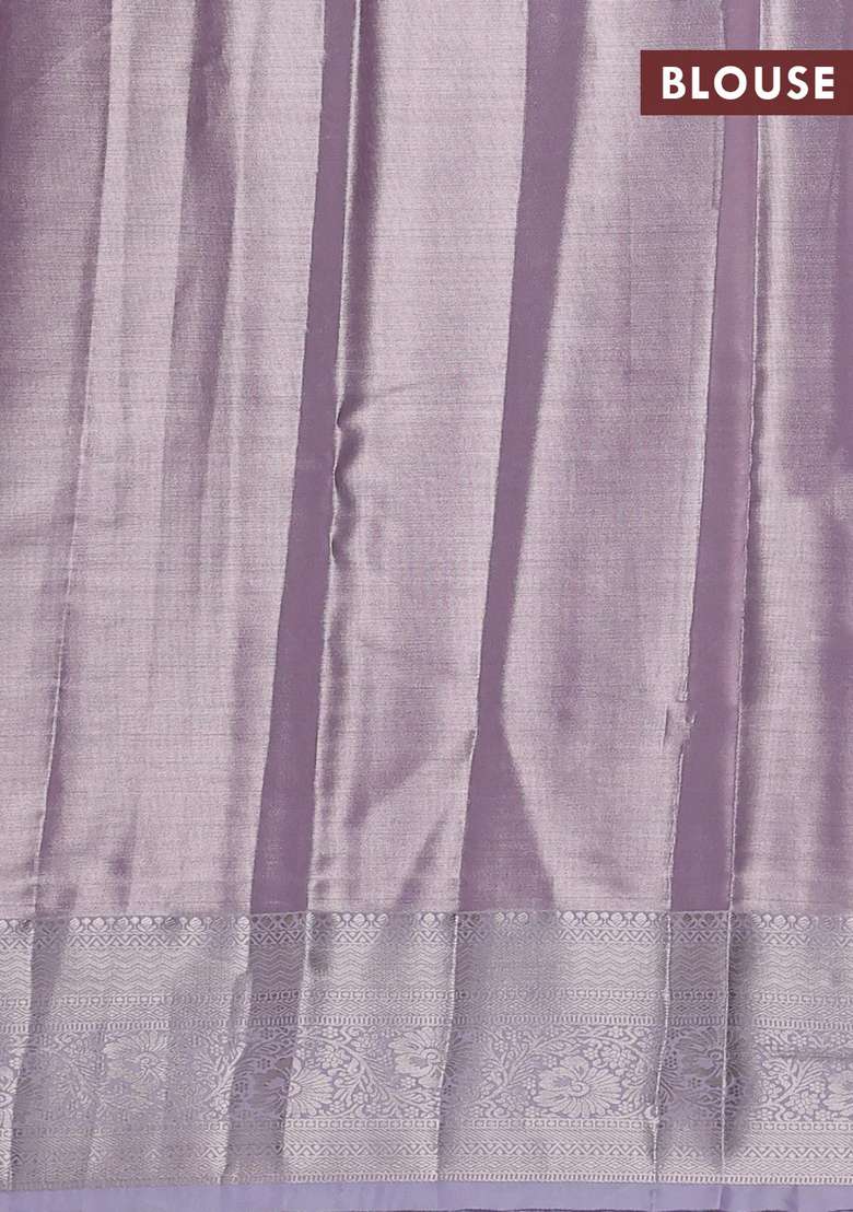 Bangalori Tissue Silk Saree Lavender With Allover Zari Woven Brocade Weaves And Zari Woven Border With Buttas And Brocade Design For Women - Indya
