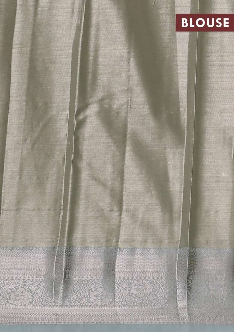 Bangalori Tissue Silk Saree Pista Green With Allover Zari Woven Brocade Weaves And Zari Woven Border With Buttas And Brocade Design For Women - Indya