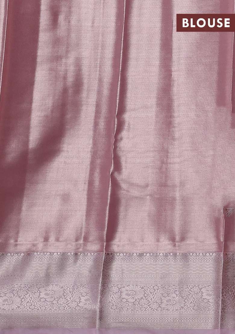Bangalori Tissue Silk Saree Baby Pink With Allover Zari Woven Brocade Weaves And Zari Woven Border With Buttas And Brocade Design For Women - Indya