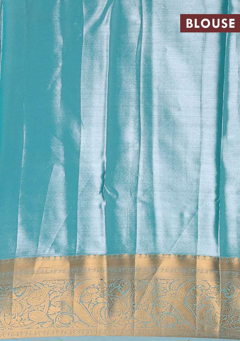 Bangalori Tissue Silk Saree Teal Green With Allover Zari Woven Brocade Weaves And Zari Woven Border With Buttas And Brocade Design For Women - Indya