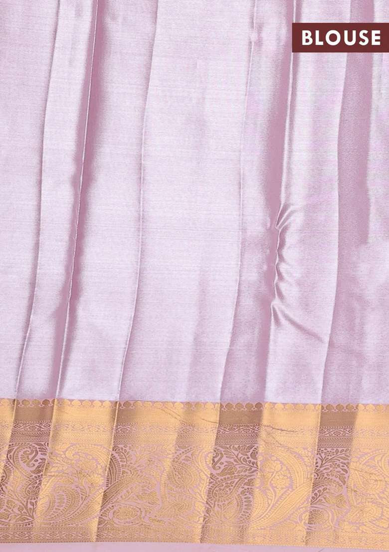 Bangalori Tissue Silk Saree Peach Pink With Allover Zari Woven Brocade Weaves And Zari Woven Border With Buttas And Brocade Design For Women - Indya
