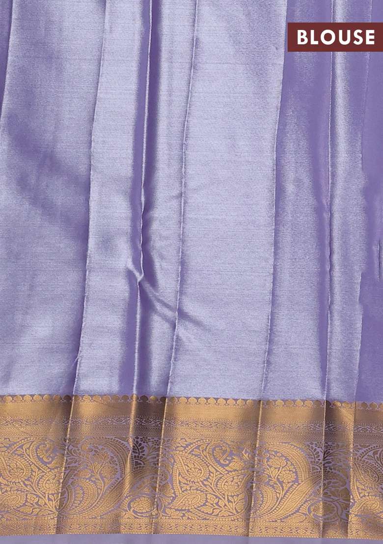 Bangalori Tissue Silk Saree Lavender With Allover Zari Woven Brocade Weaves And Zari Woven Border With Buttas And Brocade Design For Women - Indya