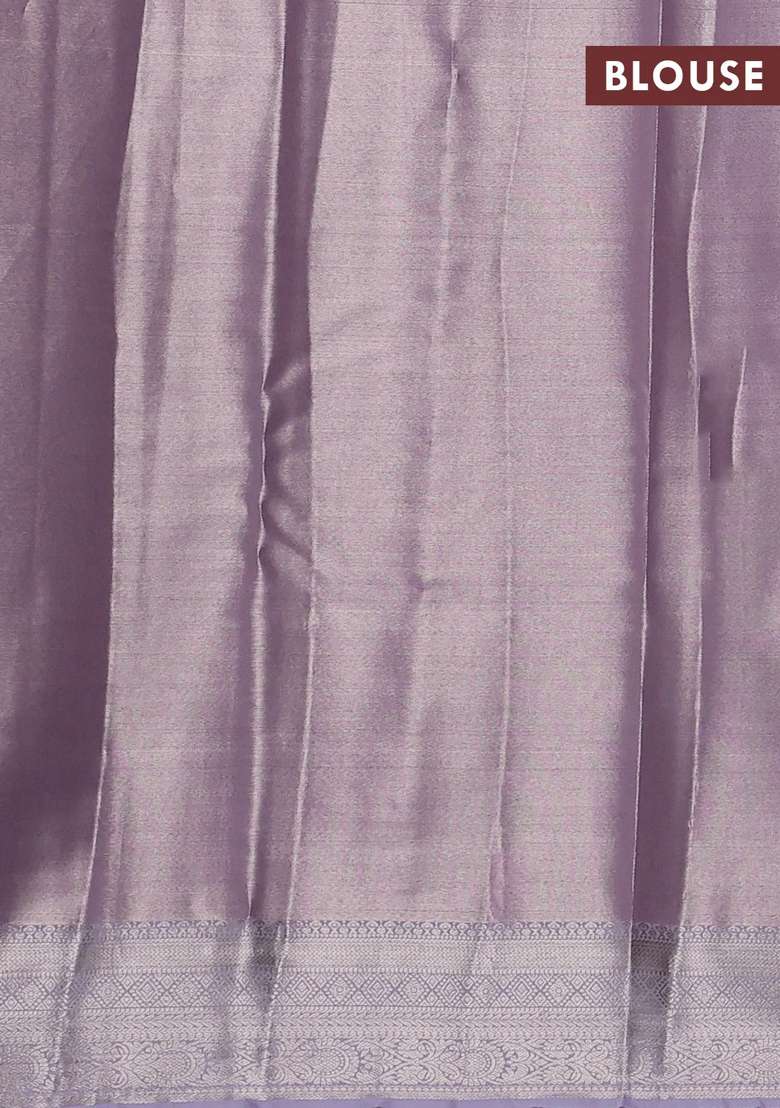 Bangalori Tissue Silk Saree Mild Lavender With Allover Zari Woven Brocade Weaves And Zari Woven Border With Buttas And Brocade Design For Women - Indya