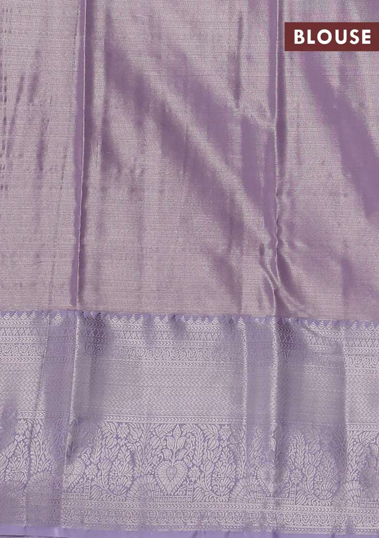 Bangalori Tissue Silk Saree Lavender With Allover Zari Woven Brocade Weaves And Long Zari Woven Border With Buttas And Brocade Design For Women - Indya