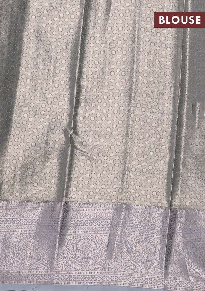 Bangalori Tissue Silk Saree Pastel Blue With Allover Zari Woven Brocade Weaves And Zari Woven Border With Buttas And Brocade Design For Women - Indya