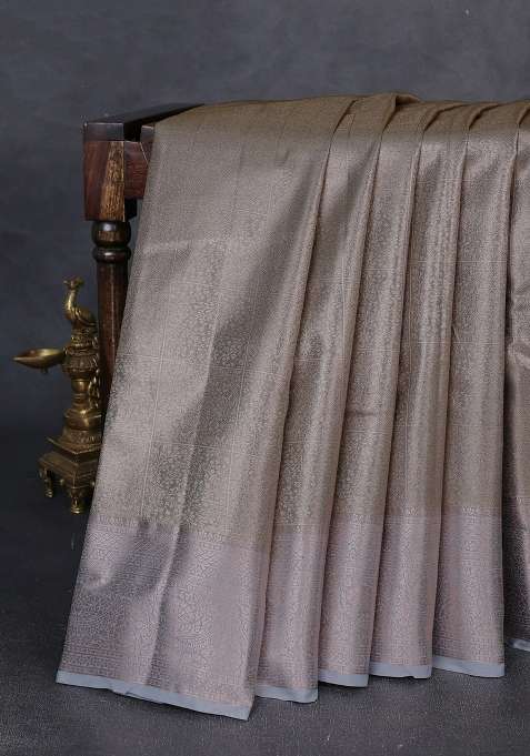 Bangalori Tissue Silk Saree Pastel Blue With Allover Zari Woven Brocade Weaves And Zari Woven Border With Buttas And Brocade Design For Women