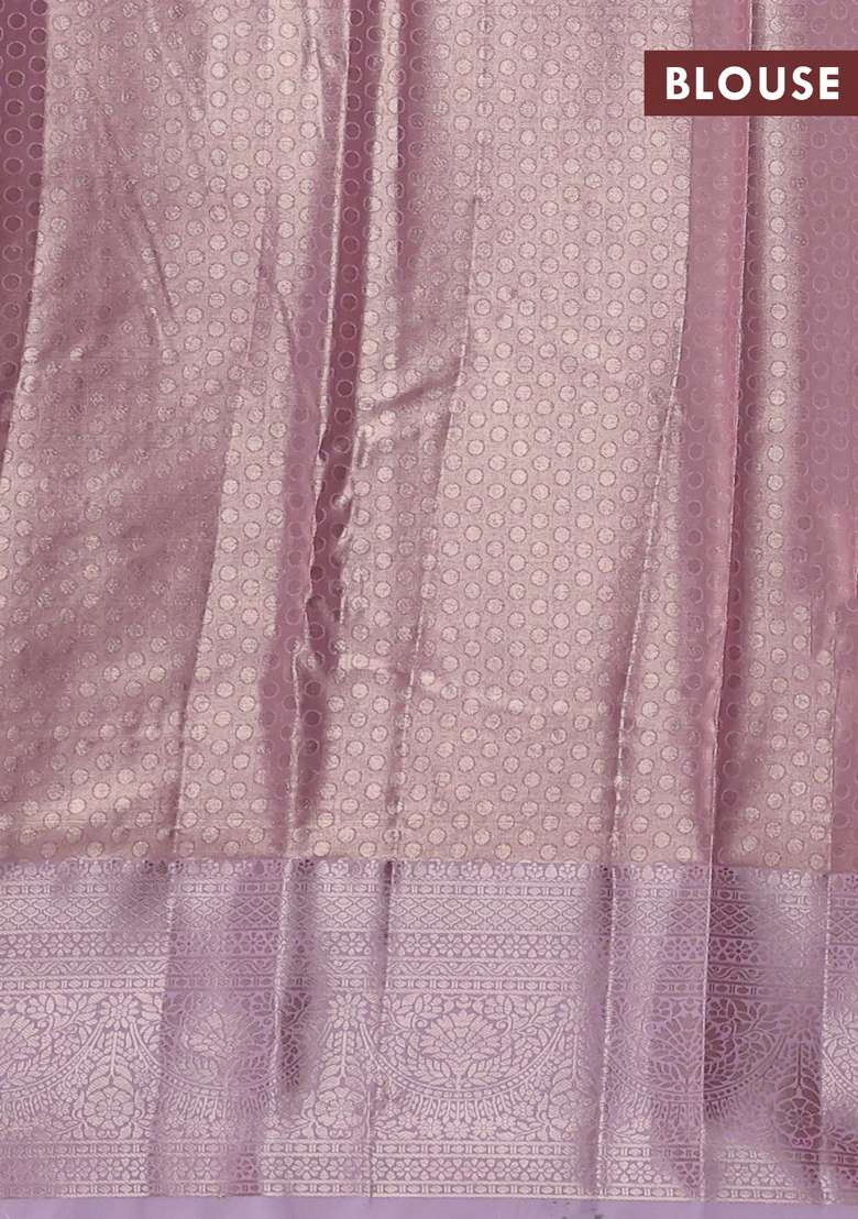 Bangalori Tissue Silk Saree Peach And Lotus Pink With Allover Zari Woven Brocade Weaves And Zari Woven Border With Buttas And Brocade Design For Women - Indya