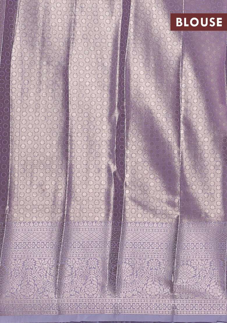 Bangalori Tissue Silk Saree Lavender With Allover Zari Woven Brocade Weaves And Zari Woven Border With Buttas And Brocade Design For Women - Indya