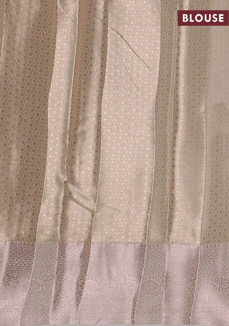 Bangalori Tissue Silk Saree Beige And Off White With Allover Zari Woven Brocade Weaves And Zari Woven Border With Buttas And Brocade Design For Women - Indya