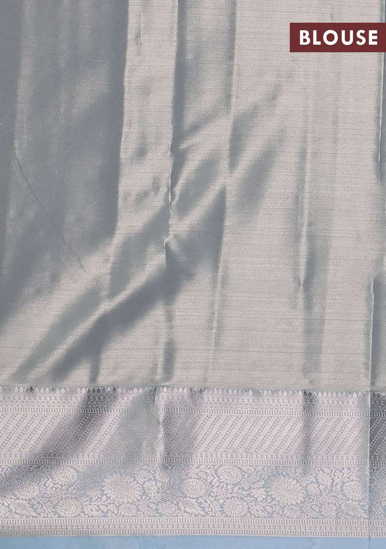 Bangalori Tissue Silk Saree Pastel Blue With Allover Zari Woven Brocade Weaves And Zari Woven Border With Buttas And Brocade Design For Women - Indya