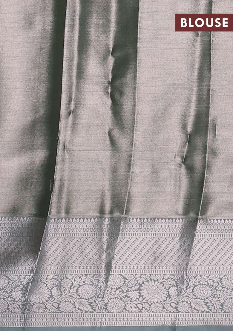 Bangalori Tissue Silk Saree Pastel Green With Allover Zari Woven Brocade Weaves And Long Zari Woven Border With Buttas And Brocade Design For Women - Indya