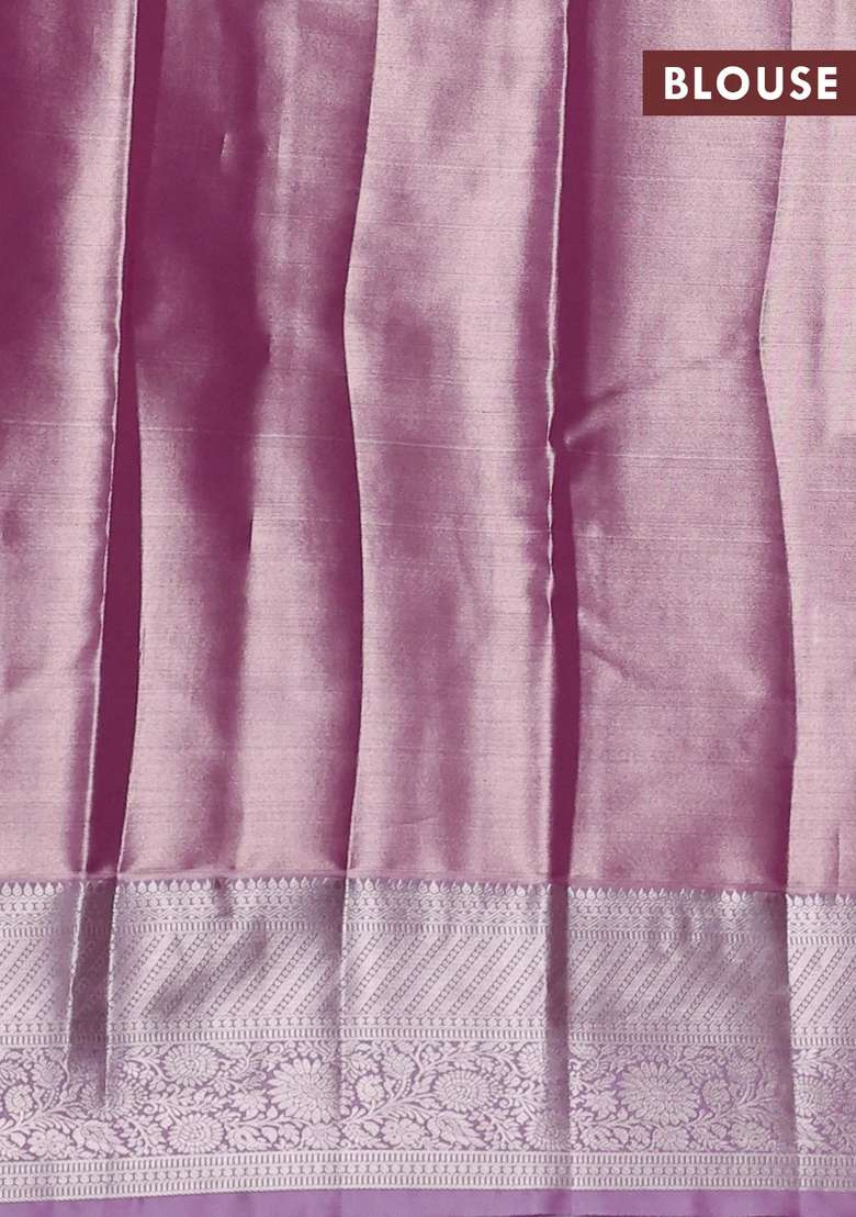 Bangalori Tissue Silk Saree Purple Shade With Allover Zari Woven Brocade Weaves And Zari Woven Border With Buttas And Brocade Design For Women - Indya