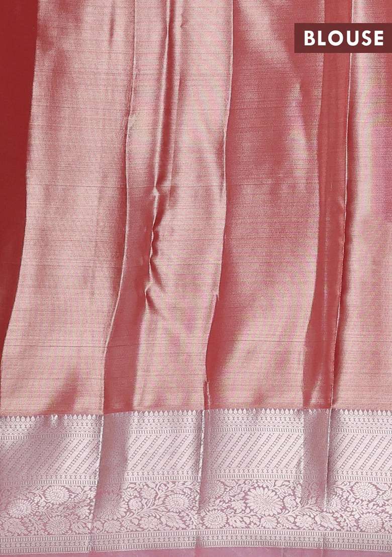 Bangalori Tissue Silk Saree Red With Allover Zari Woven Brocade Weaves And Zari Woven Border With Buttas And Brocade Design For Women - Indya