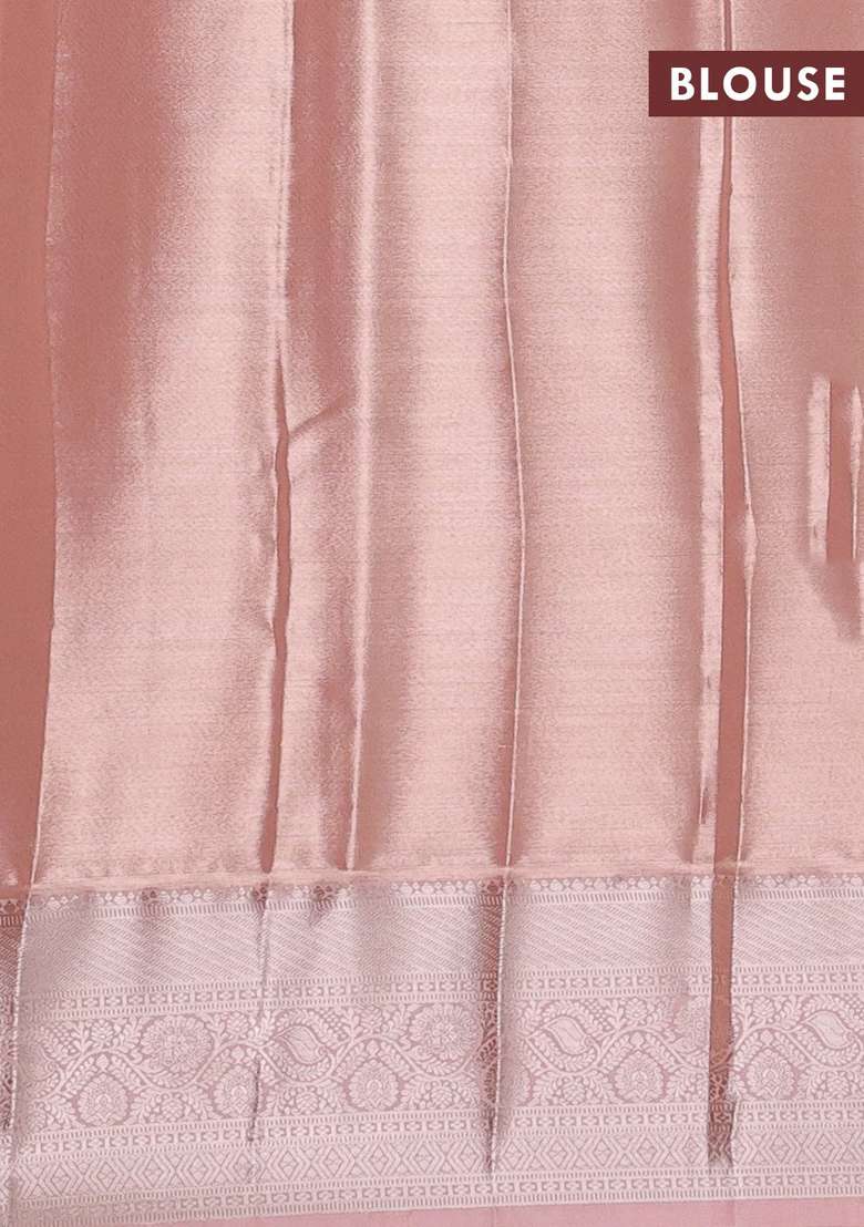 Bangalori Tissue Silk Saree Peach With Allover Zari Woven Brocade Weaves And Zari Woven Border With Buttas And Brocade Design For Women - Indya