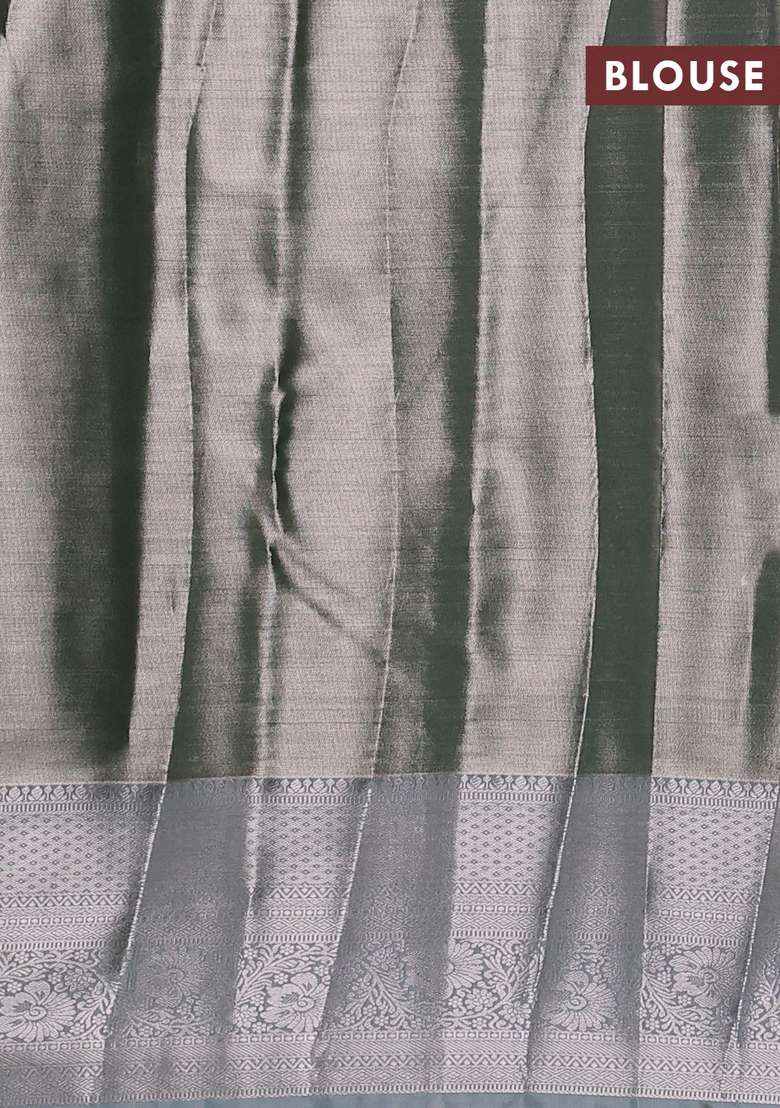 Bangalori Tissue Silk Saree Pastel Green With Allover Zari Woven Brocade Weaves And Long Zari Woven Border With Buttas And Brocade Design For Women - Indya