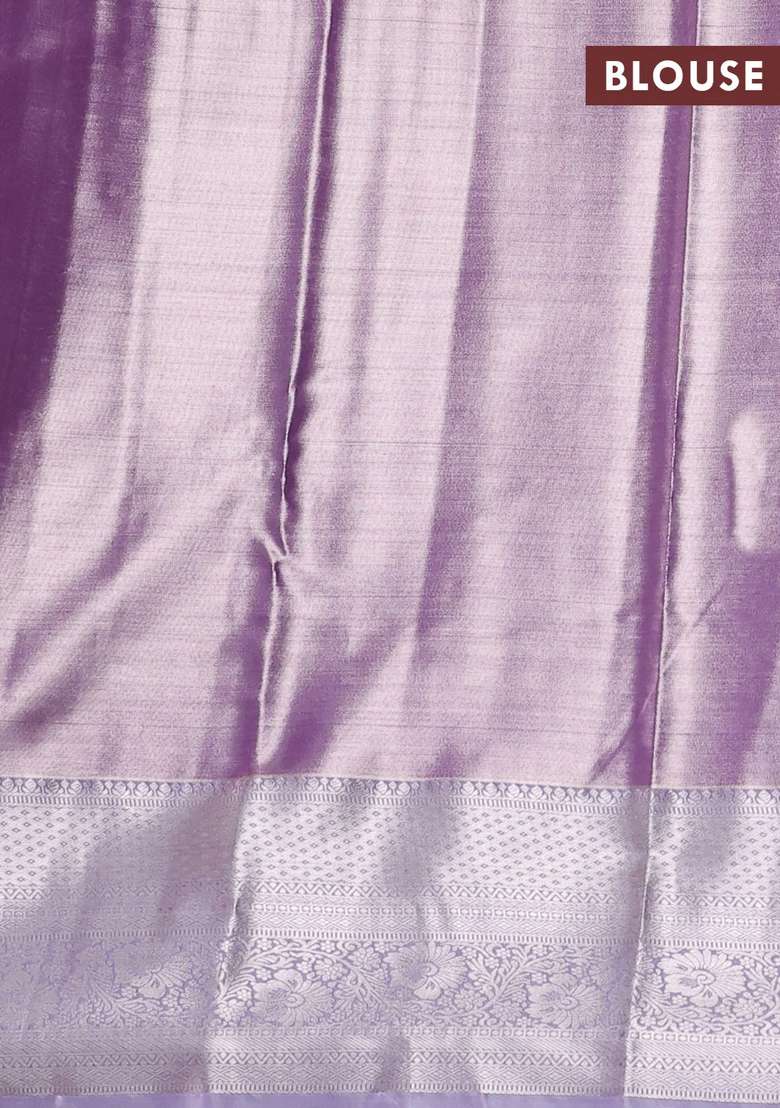 Bangalori Tissue Silk Saree Pastel Violet With Allover Zari Woven Brocade Weaves And Long Zari Woven Border With Buttas And Brocade Design For Women - Indya