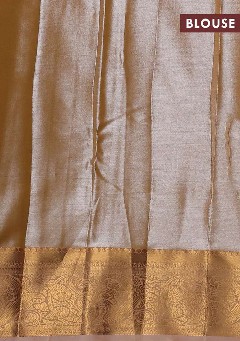 Bangalori Tissue Silk Saree Pale Orange With Allover Zari Woven Brocade Weaves And Zari Woven Border With Buttas And Brocade Design For Women - Indya