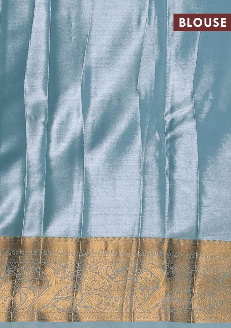 Bangalori Tissue Silk Saree Teal Green With Allover Zari Woven Brocade Weaves And Zari Woven Border With Buttas And Brocade Design For Women - Indya