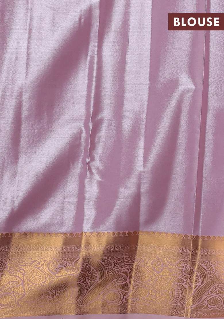 Bangalori Tissue Silk Saree Lotus Pink With Allover Zari Woven Brocade Weaves And Zari Woven Border With Buttas And Brocade Design For Women - Indya