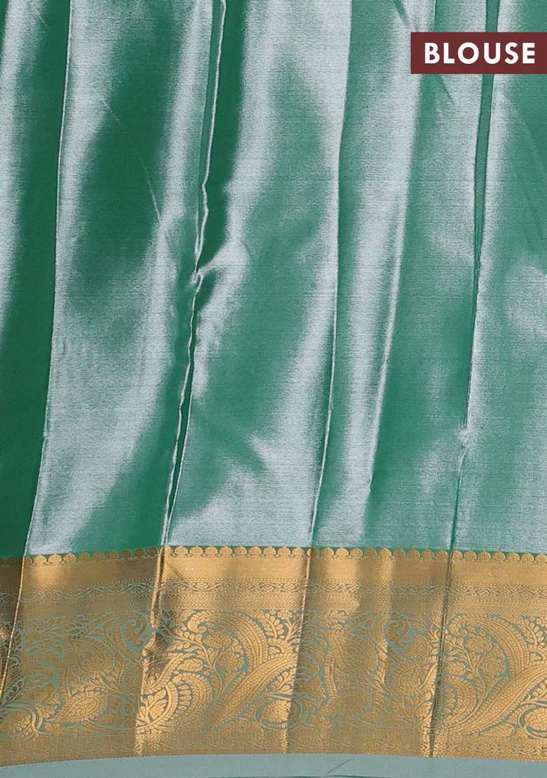 Bangalori Tissue Silk Saree Teal Green With Allover Zari Woven Brocade Weaves And Zari Woven Border With Buttas And Brocade Design For Women - Indya