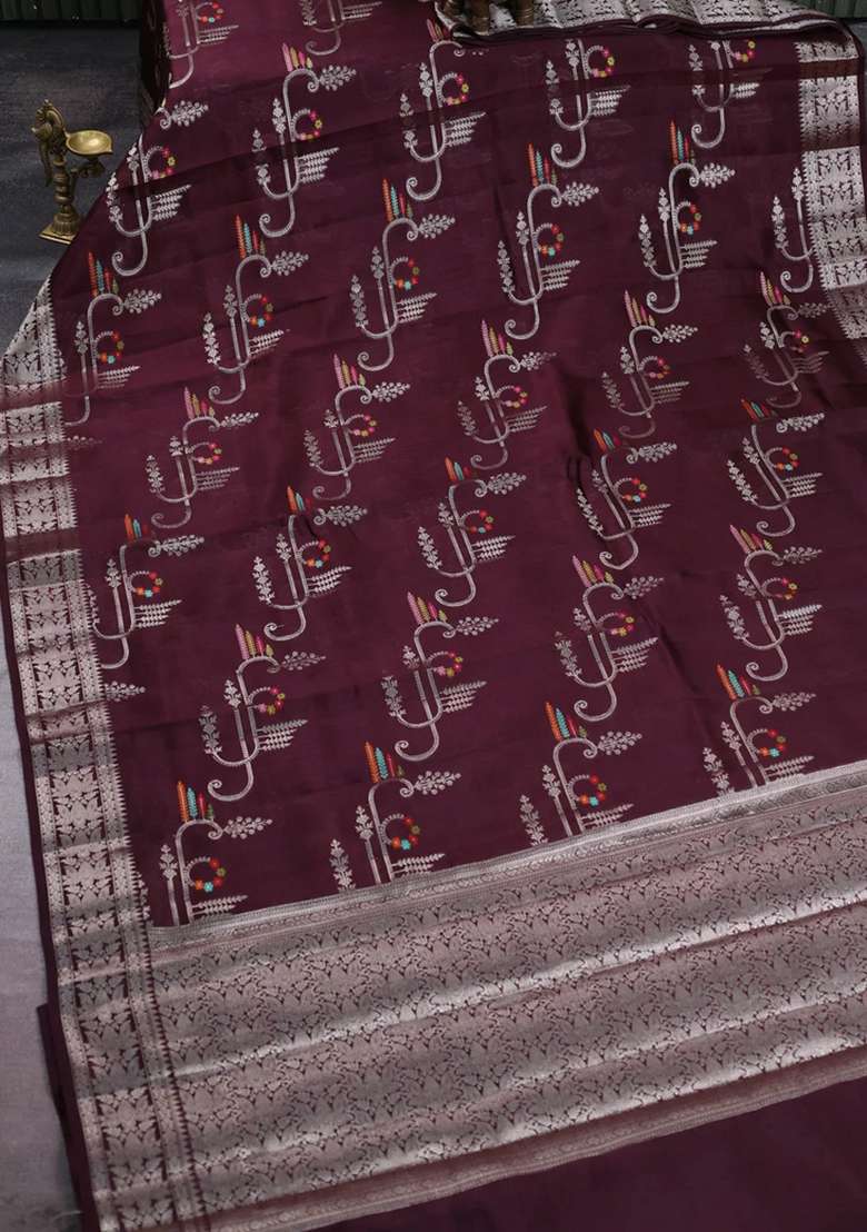 Poona Silk Saree Coffee Brown With Allover Zari Weaves And Zari Woven Border With Traditional Woven Design For Women - Indya