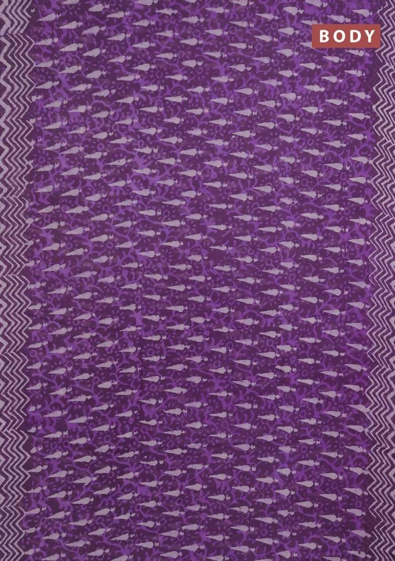 Georgette Saree Purple Shade With Allover Dabu Prints And Printed Border For Women - Indya