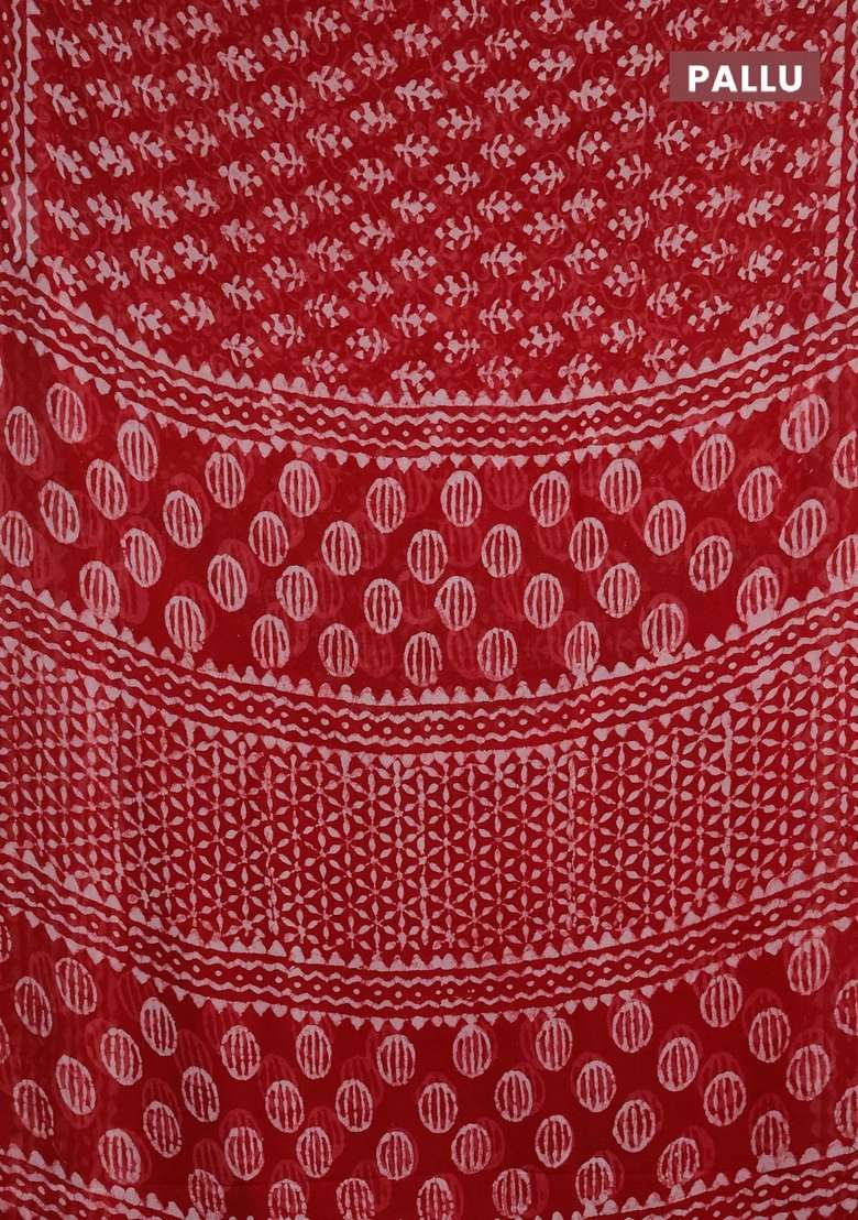 Georgette Saree Rustic Orange With Allover Dabu Prints And Printed Border For Women - Indya
