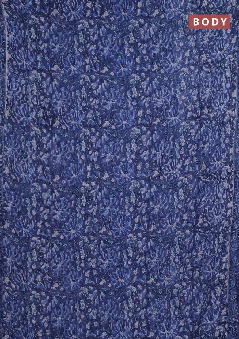 Georgette Saree Blue With Allover Block Prints And Printed Border For Women - Indya