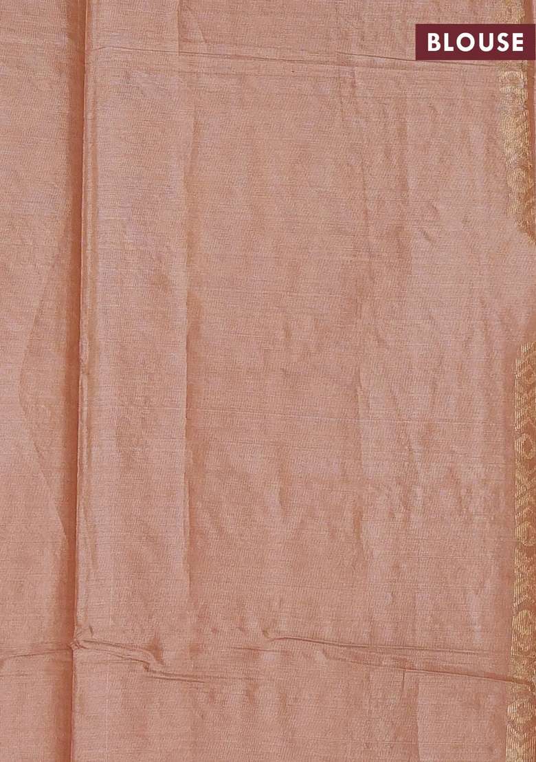 Banana Silk Saree Sandal With Silver Gold Zari Woven Buttas And Zari Woven Border With Buttas And Brocade Design For Women - Indya