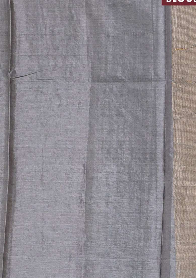 Banana Silk Saree Grey With Allover Zari Weaves And Zari Woven Border With Traditional Woven Design For Women - Indya