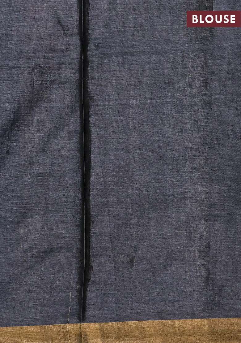 Banana Silk Saree Elephant Grey With Thread Zari Woven Buttas And Zari Woven Border With Buttas And Brocade Design For Women - Indya