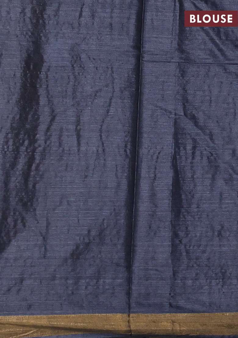 Banana Silk Saree Dark Grey With Silver Gold Zari Woven Buttas And Zari Woven Border With Buttas And Brocade Design For Women - Indya