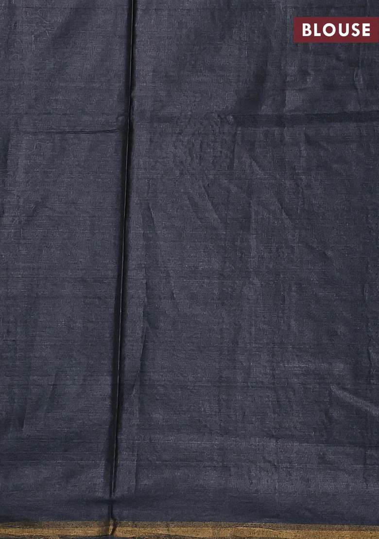 Banana Silk Saree Black With Thread Zari Woven Paisley Buttas And Zari Woven Border With Buttas And Brocade Design For Women - Indya