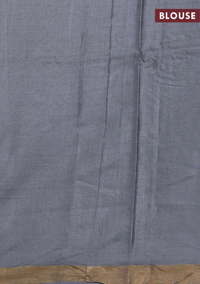 Banana Silk Saree Grey With Thread Zari Woven Paisley Buttas And Zari Woven Border With Buttas And Brocade Design For Women - Indya