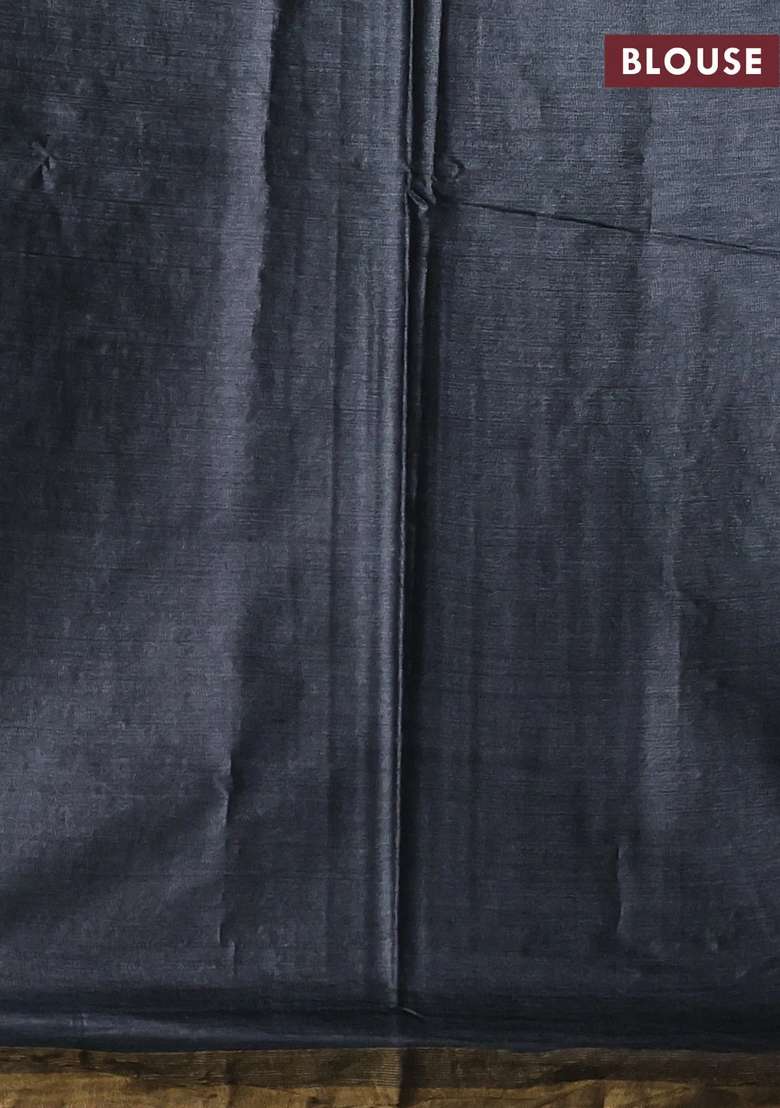 Banana Silk Saree Elephant Grey With Allover Silver Gold Zari Weaves And Zari Woven Border With Traditional Woven Design For Women - Indya