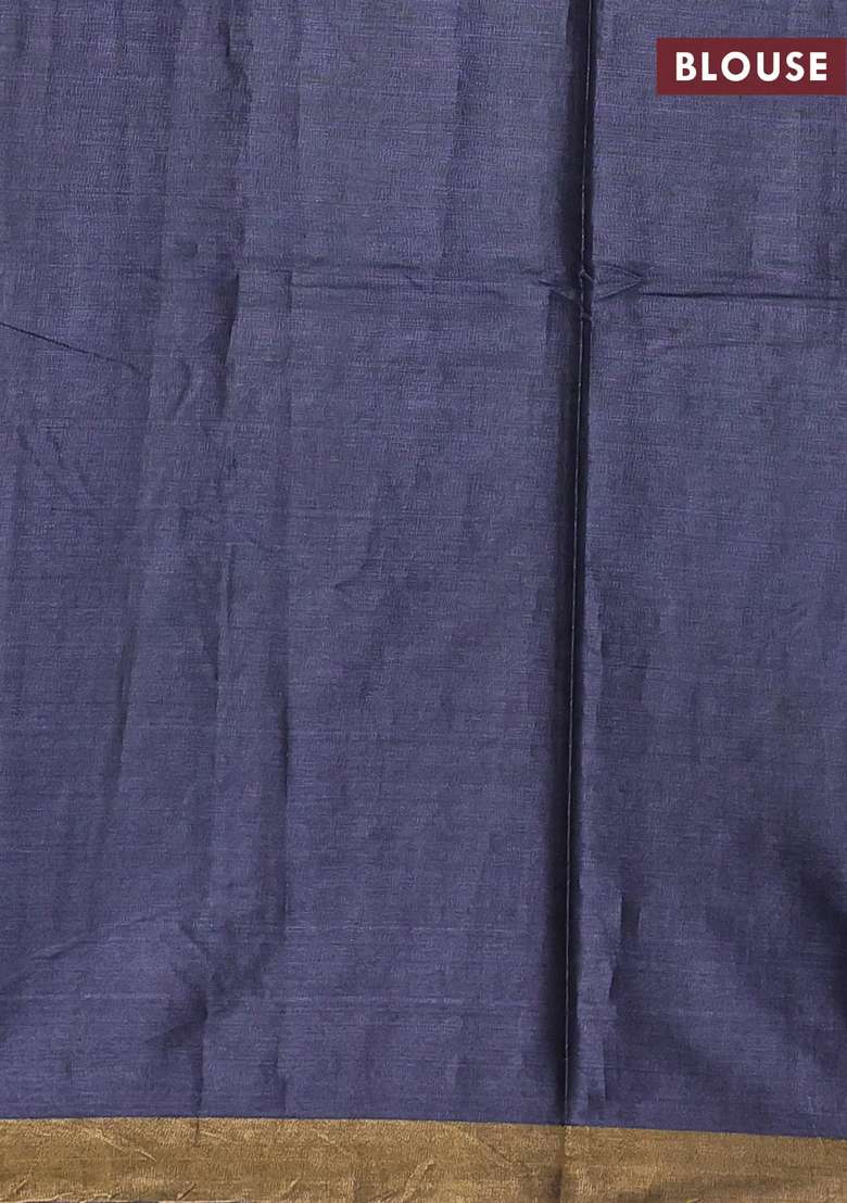 Banana Silk Saree Bluish Grey With Allover Silver Gold Zari Weaves And Zari Woven Border With Traditional Woven Design For Women - Indya